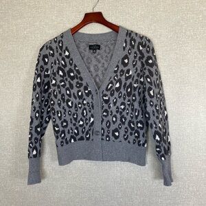 Lucky Brand Cheetah Print Gray & Black Cardigan